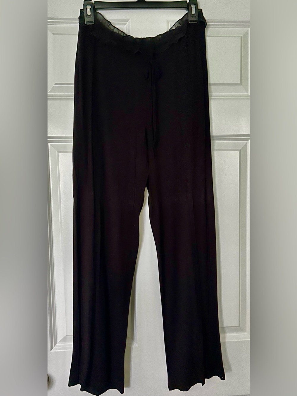 Tahari Black Elastic-Waist Wide Leg Lounge Pants